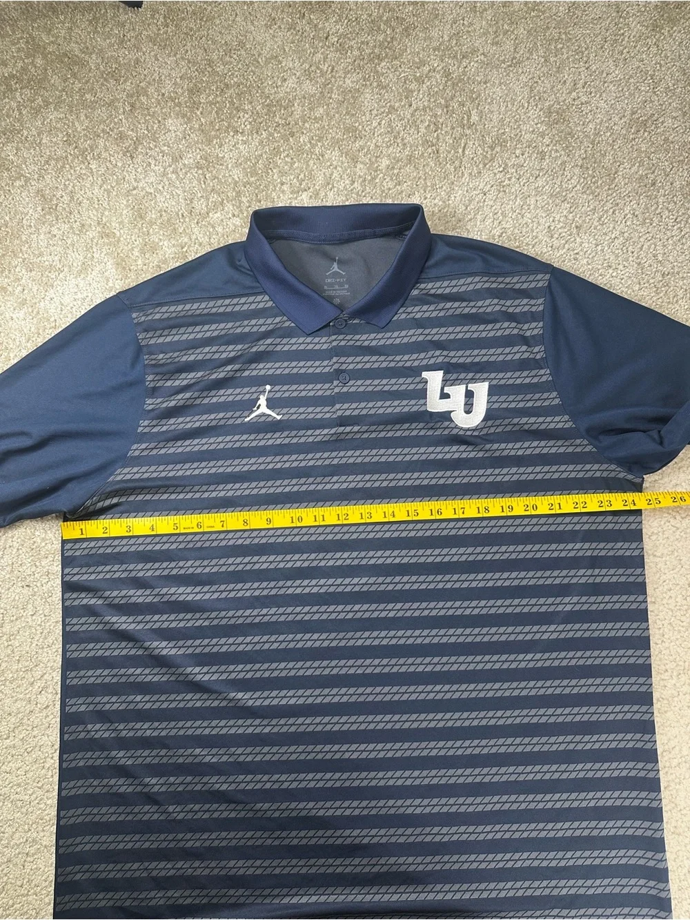 Jordan Navy Striped LU Logo Men's Polo